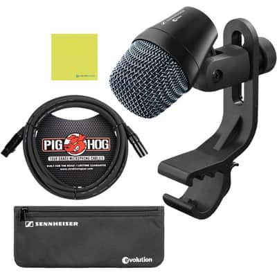 Liquid Audio Sennheiser E 904 Dynamic Drum Microphone Bundle w/Pig Hog PHM10 8mm Mic Cable Polishing Cloth image 1