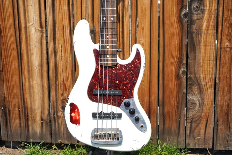 G&L USA Custom Shop JB-5 Nitro Olympic White over 3-Tone Sunburst 5-String Electric Bass Guitar w/ Tolex Case (2025) image 1