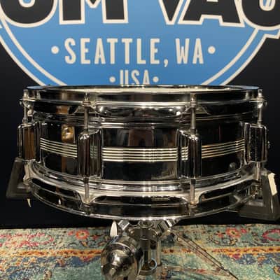 David Frangioni Collection, Rogers - 14x5" Metal, 5-Line, Dyna-Sonic, Chrome Over Brass, Snare Drum, With Beavertail Lugs, 1960's - Chrome image 8