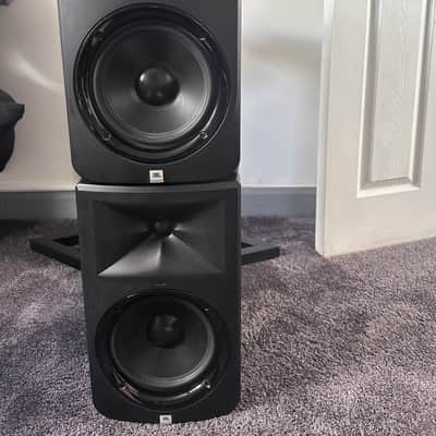 Title: JBL LSR308 Active Studio Monitor Speakers Pair + 2 Metal Stands image 2