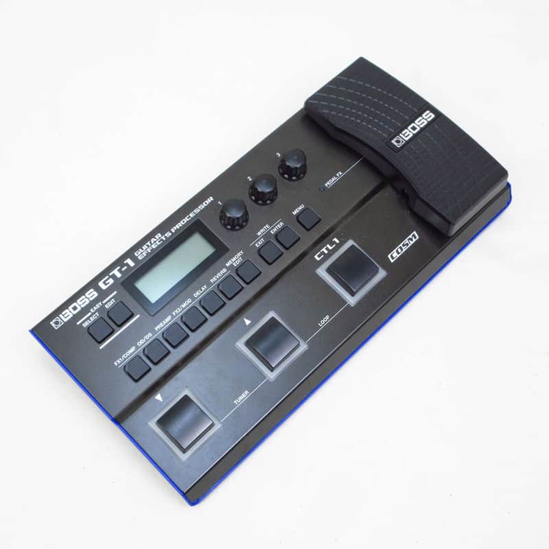 Black BOSS GT-1 guitar effects processor with silver and white controls.