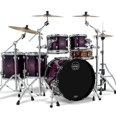 ~NEW~ Mapex SR628XUZXP Saturn VI Studioease 5-Piece 10/12/14/16/22 Drum Kit Set in Royal Purple Burst Gloss Lacquer image 1