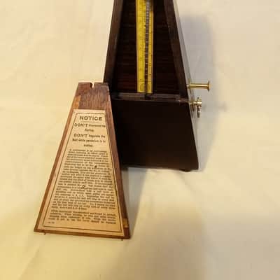 Fully Restored Antique Wood Bell Metronome de Maelzel by Seth Thomas Clocks Dark Walnut, Lacquered Brass Trim,  Beats Evenly image 5
