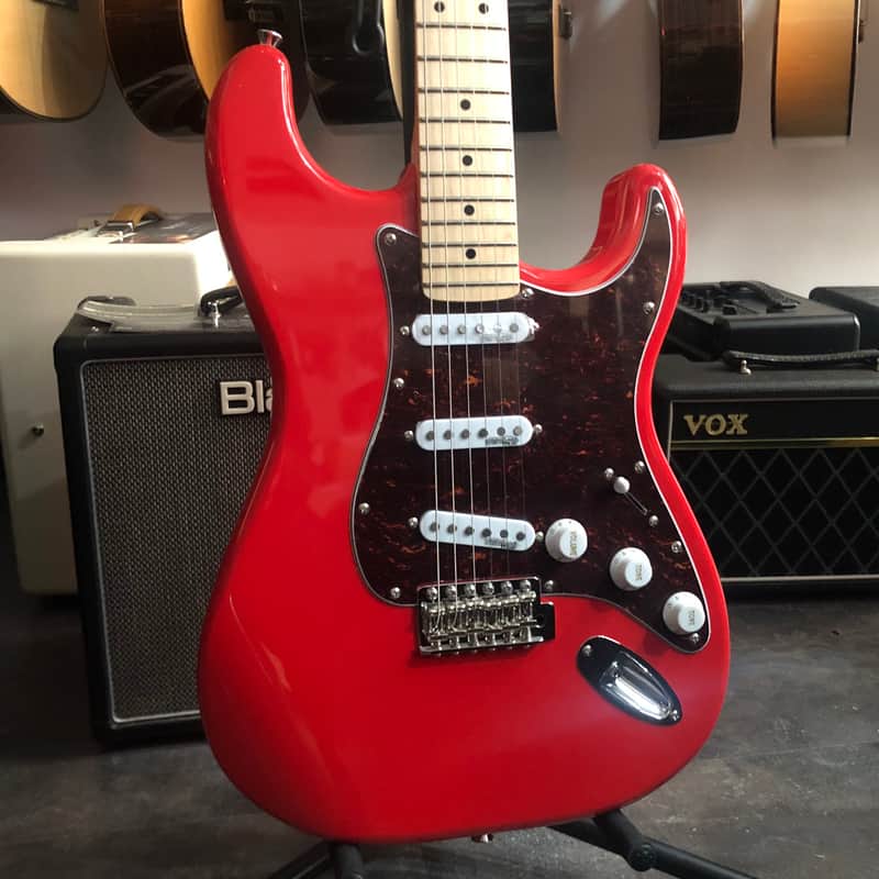 Vintage V6MFR Electric maple fb-firenza red image 1