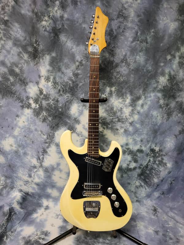 Vintage RARE 1966 Japan Pleasant SE 218 Shinko Gakki Made Electric Guitar Faded White Pro Setup New Strings Gigbag image 1
