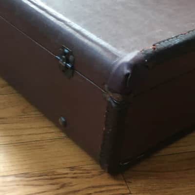 Vintage Brown Leather Made In USA 1950s-60s Hard Pedal Storage Case Luggage Amp Speaker Cargo Mod Platform image 8