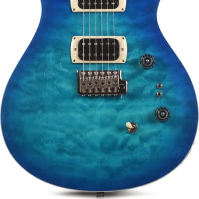 PRS SE Custom 24-08 Quilt Electric Guitar, Ebony Fingerboard, Lake Blue image 1