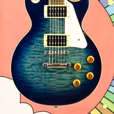 Used Epiphone Les Paul Classic Electric Guitar, Blue Quilted Top w/ Hardcase image 2