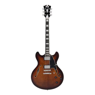 D'Angelico Premier DC Semi-Hollow Electric Guitar - Brown Burst - B-Stock image 2