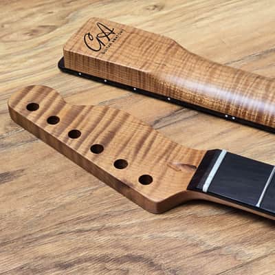 Telecaster Compatible Roasted Flame Maple and Rosewood Guitar Neck Satin image 6