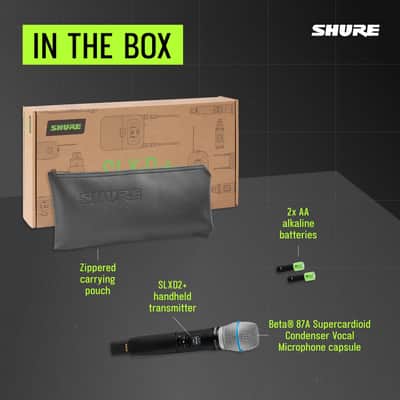 Shure SLXD2+ Handheld Transmitter with Beta87A Capsule - Pro Audio Management, 24-bit Audio, Wide-Tuning Range, ShowLink Control, Automatic Frequency Management, Mobile Configuration, 8-Hour Battery image 2
