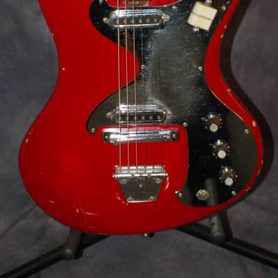 1960's Victor Model EG-35 Dual Pickup Mirror'd Pickguard Pro Setup RED image 2