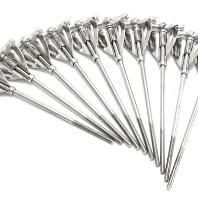 (10) Ludwig Tension Rods (T Rods) & Claws for Pioneer Club Date Bass Drum, Original Brass Washers - 1960s / INSPECTED & TESTED image 8