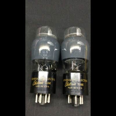 Matched Pair GE 6L6GA Amplifier Power Vacuum Tubes TESTED Coke Bottle I.9552 image 1