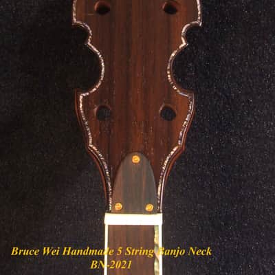 Handcrafted 5 String Banjo Neck, Solid Mahogany & Hard Maple CowBoy Inlay, Heel Carved, Bruce Wei BN-2021 image 2