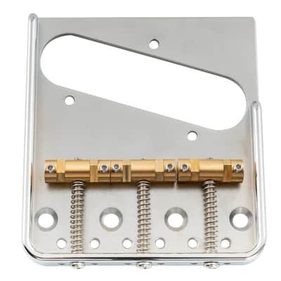 Brio Ultra-Light Aluminum Telecaster Bridge with Compensated Brass Saddles – Vintage 3-Saddle Ashtray Style image 1