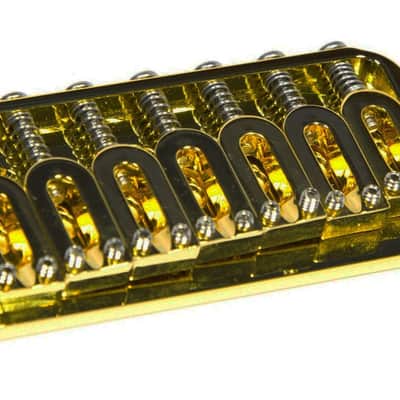 Hipshot 7-String LEFT-HANDED Hardtail Fixed Electric Guitar Bridge .125" - GOLD image 2