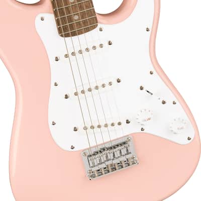 Squier Mini Stratocaster®, Laurel Fingerboard, White Pickguard, Shell Pink image 4