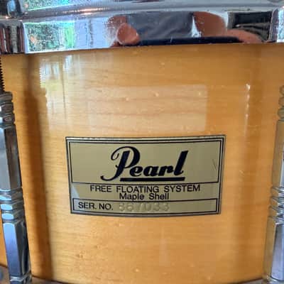 Pearl G-914D Freefloater snare 14x6.5” 1983-1987 - Natural maple lacquer image 12