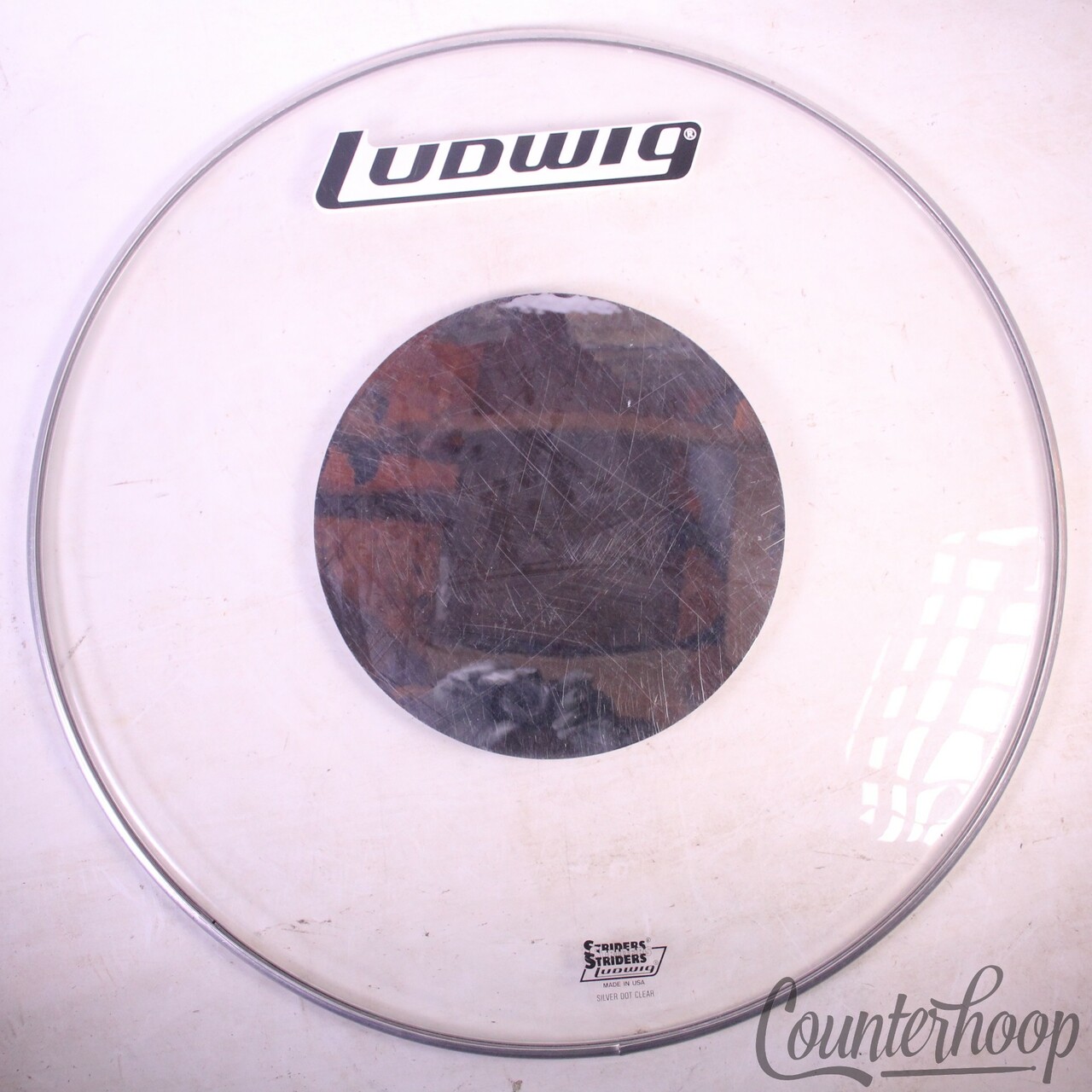 Ludwig 24"Silver Dot Clear Bass Drum Head Striders USA Resonant Vintage 70s* — main photograph