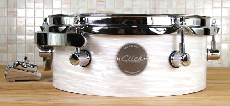 Click Custom 8ply Maple 4x10 Pancake Tom Tom White Ripple image 1