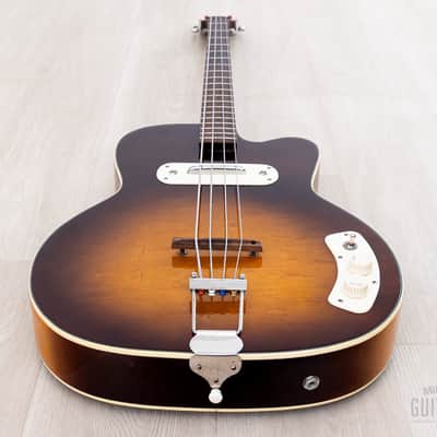 1961 Kay K5965 Pro Howlin' Wolf Vintage Hollowbody Bass Guitar Sunburst, 100% Original w/ Case, K162 image 12