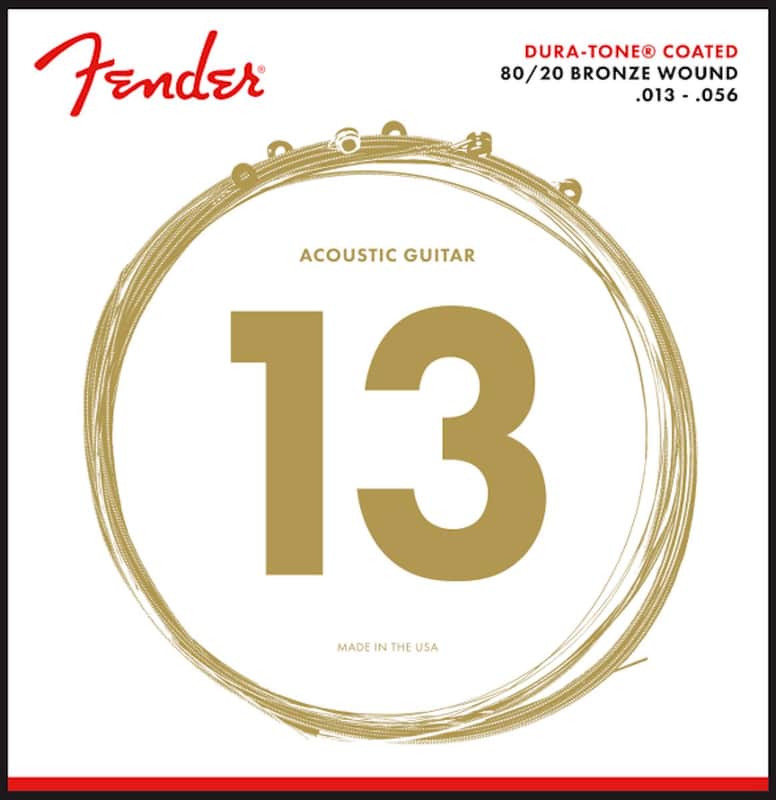 Fender 880M Dura-Tone Coated 80/20 Bronze Acoustic Guitar Strings - Medium (13-56) image 1