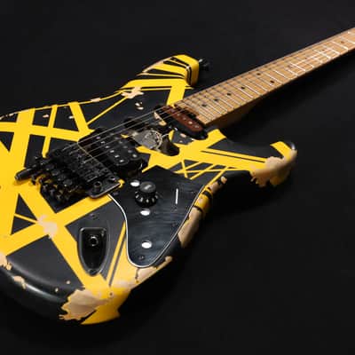 EVH Striped Series Frankenstein Frankie Electric Guitar - Black with Yellow Stripes, Relic 107 image 10