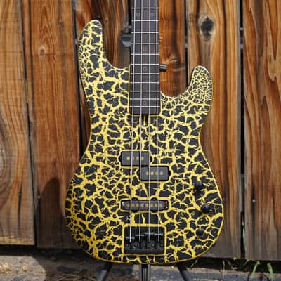 Schecter USA CUSTOM SHOP Model-T Black/Gold Satin Crackle 4-String Electric Bass Guitar w/ Black Tolex Case (2025) image 8