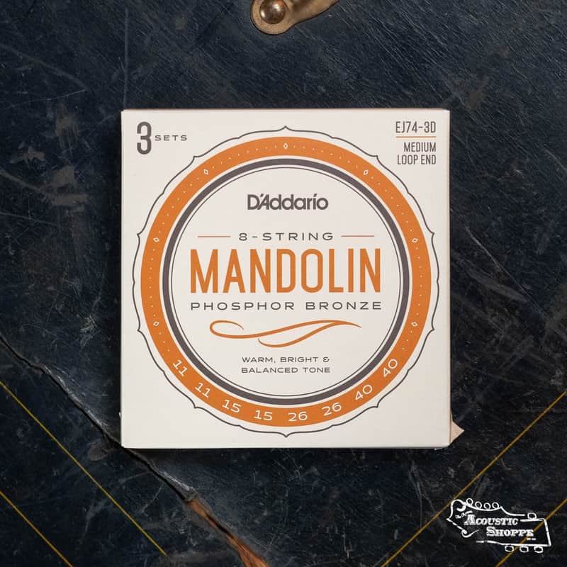 D'Addario EJ74-3D Phosphor Bronze Mandolin Strings, Medium, 11-40, 3 Sets image 1