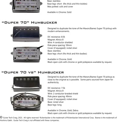 Guitar Tech Craig "Duper 70 vs" CHROME Ibanez / Maxon Super 70 clone pickup image 3