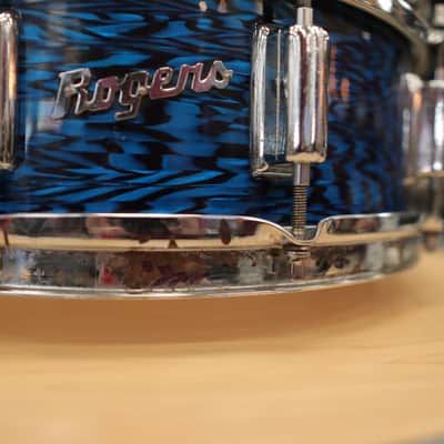 1969 Rogers Dyna-Sonic Wood 5x14" Snare Drum (Blue Onyx) image 15