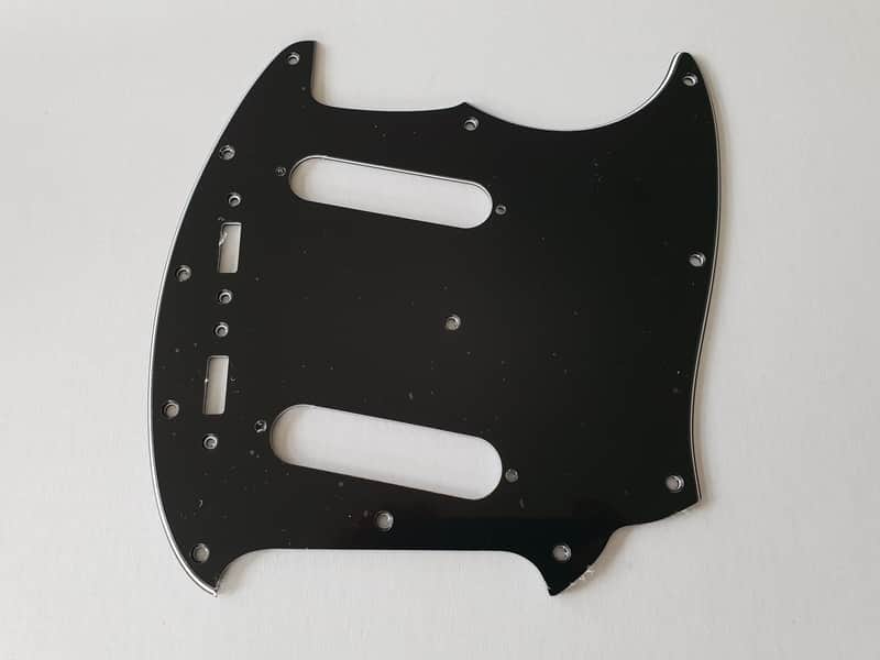 Mustang guitar pickguard 3ply black fits fender brand new image 1