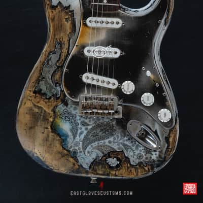 Fender Stratocaster 50th Anniversary White Marble Paisley Heavy Aged Relic by East Gloves Customs image 7