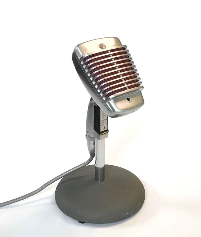 Beautiful Vintage 1960’s Art Deco Shure 51 “Sonodyne” Microphone w/ Stand & Cable-Nat King Cole Mic image 1