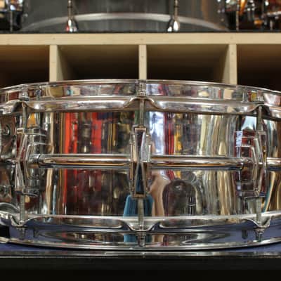 1950s Ludwig Transition Badge 5x14 Super Ludwig Chrome Over Brass Snare Drum image 4
