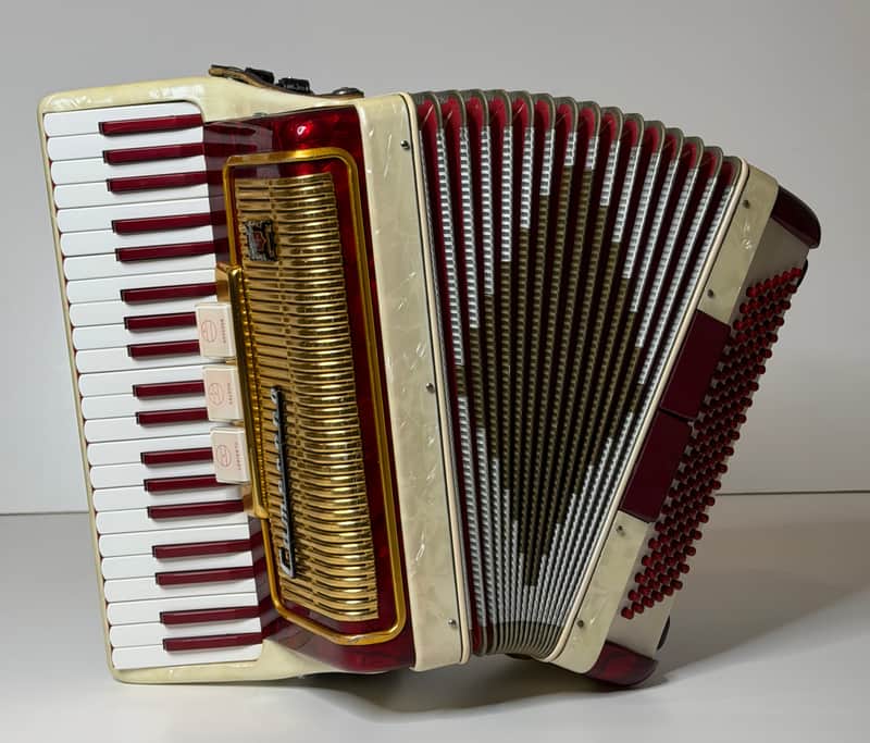 Pearl Red & White Camerano By Scandalli Piano Accordion LM (41key/120Bass) Italy image 1