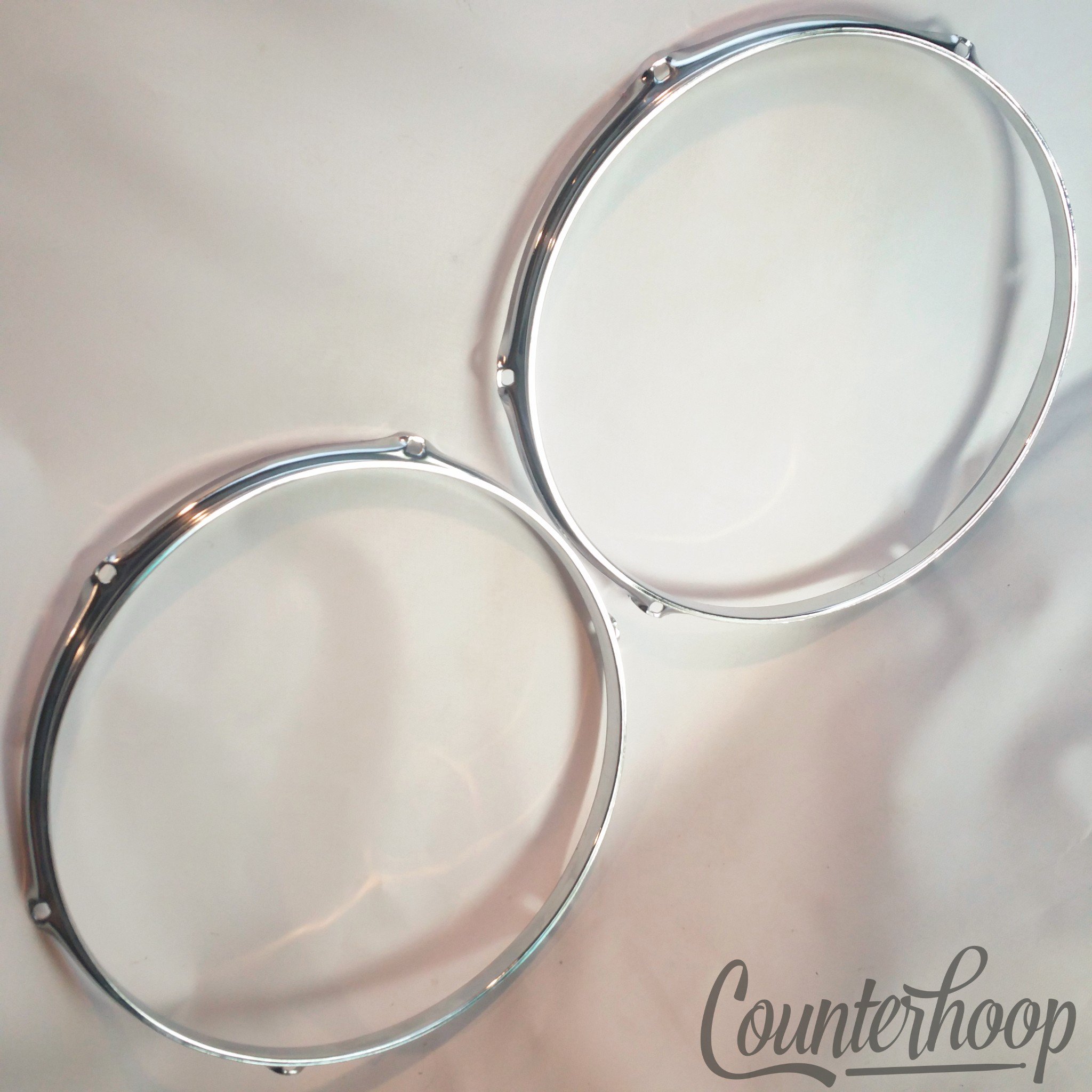 Ludwig 2x 13" Tom Drum Rims/Hoops 6-Hole Batter Triple Flange Chrome 70s Vintage — main photograph