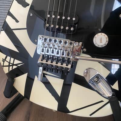EVH Striped Series Electric Guitar - White with Black Stripes image 9