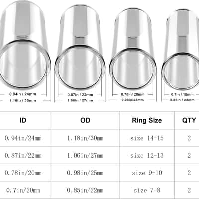 Multisize Glass Guitar Slide Set of 8 - Glass Guitar Slides for Electric and Acoustic, Include Guitar Slides Large Small Medium and Extra Large Slide Guitar image 4
