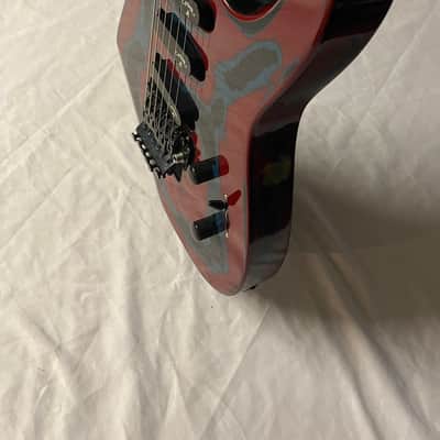 Arbor G-410 Electric Guitar SSS Strat Style Floyd 1980s - Washed Out Red / Blue image 18