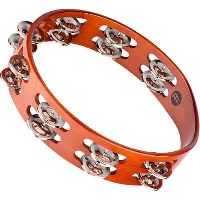 MEINL Wood Tambourine Two Rows Steel Jingles Regular