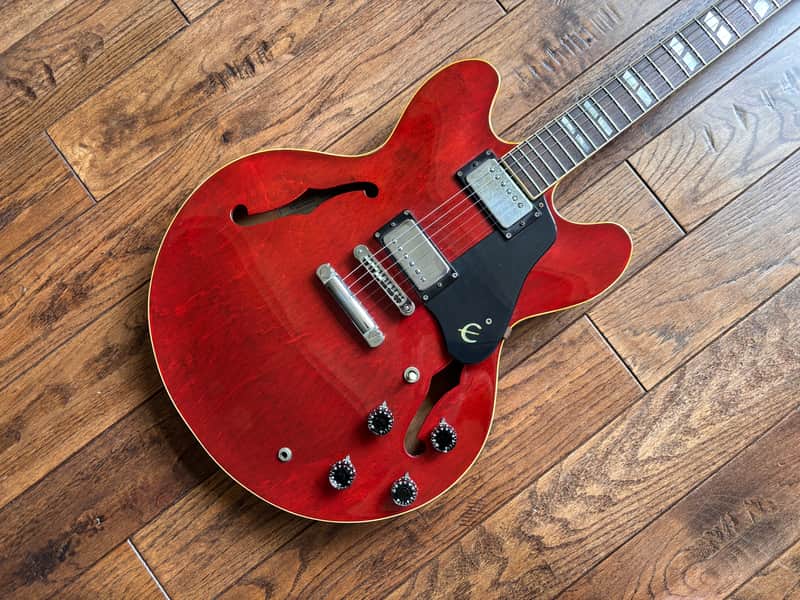 Rare 1980 Matsumoku Epiphone Riviera Semi-Hollow Blue Label Stop Tail Heritage Cherry MIJ Japan image 1