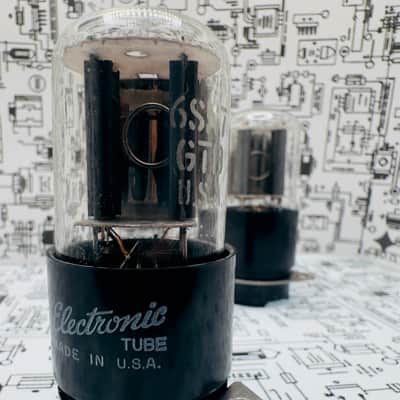 GE 6SN7GTB Matched Pair NOS Vacuum Tubes Grey Plate Side Getter Double Mica image 6