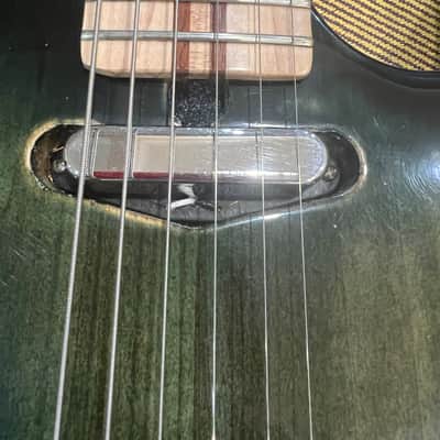 Wanderkauven Electric guitar - Transparent green burst finish with visible wood grain image 13
