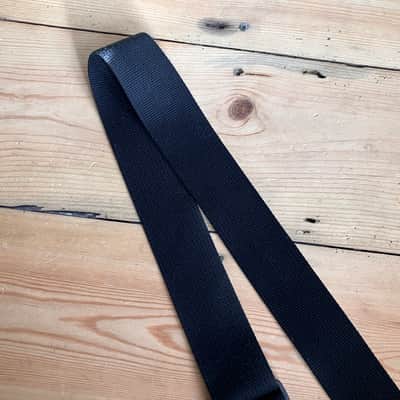 Unbranded Nylon Guitar Strap with Leather Ends & Embroided Nautical Gold Anchor Navy image 8