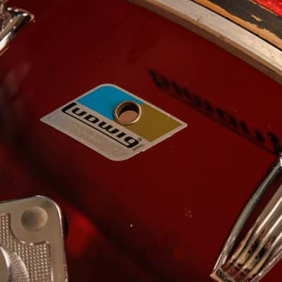 1970s Ludwig Red Vistalite 14x22, 8x12, and 16x16 Drum Set image 13