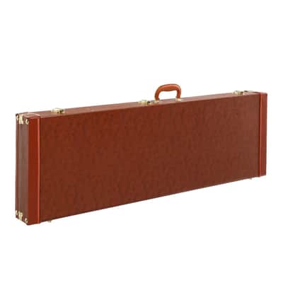 Locking Hard-Shell Electric Bass Guitar Case | Flat Brown, Plush Lined, Heavy-Duty Protection image 1