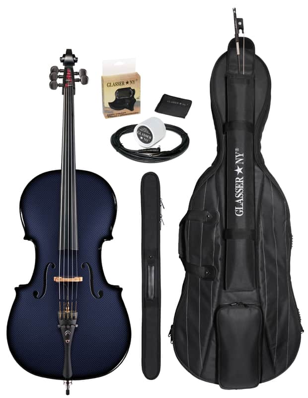 Glasser Carbon Composite Acoustic Electric 5-String Cello Outfit 4/4 Size 2020s Blue image 1