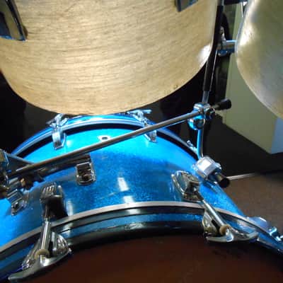 Ludwig, Blaemere Fiberglass, Custom 1969 Blue Sparkle, Beige image 14